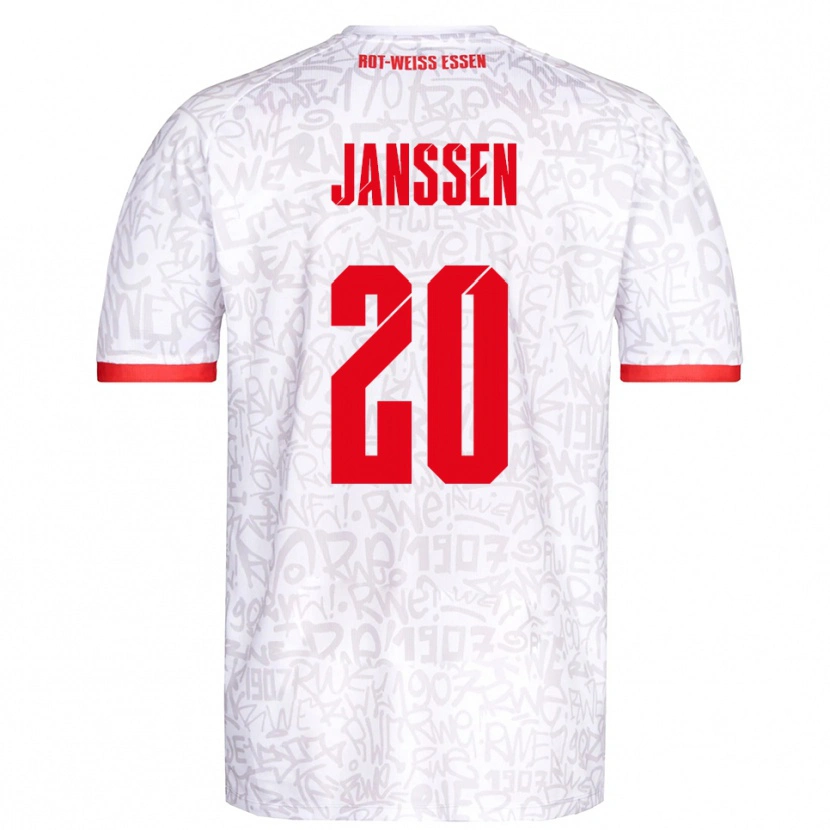 Danxen Kvinder Marek Janssen #20 Hvid Rød Hjemmebane Spillertrøjer 2025/26 Trøje T-Shirt