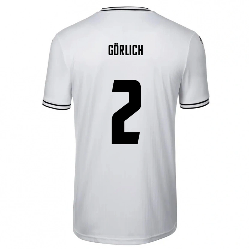 Danxen Kvinder Luis Görlich #2 Hvid Sort Hjemmebane Spillertrøjer 2025/26 Trøje T-Shirt