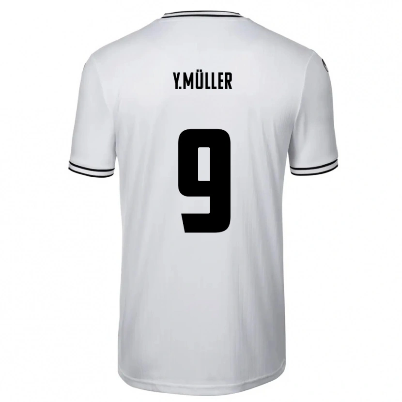Danxen Kvinder Yannick Müller #9 Hvid Sort Hjemmebane Spillertrøjer 2025/26 Trøje T-Shirt