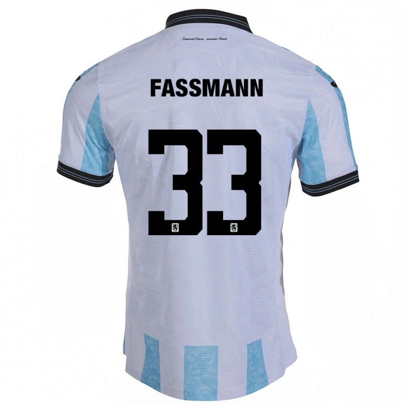 Danxen Kvinder Lasse Faßmann #33 Hvid Himmelblå Hjemmebane Spillertrøjer 2025/26 Trøje T-Shirt