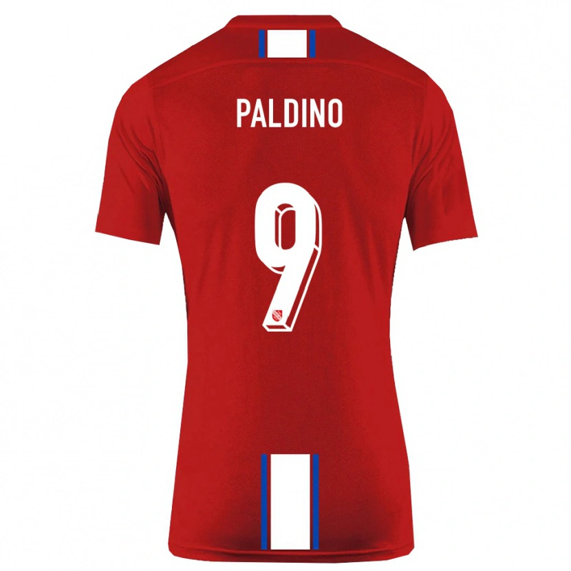 Danxen Kvinder Lorenzo Paldino #9 Rød Hvid Hjemmebane Spillertrøjer 2025/26 Trøje T-Shirt