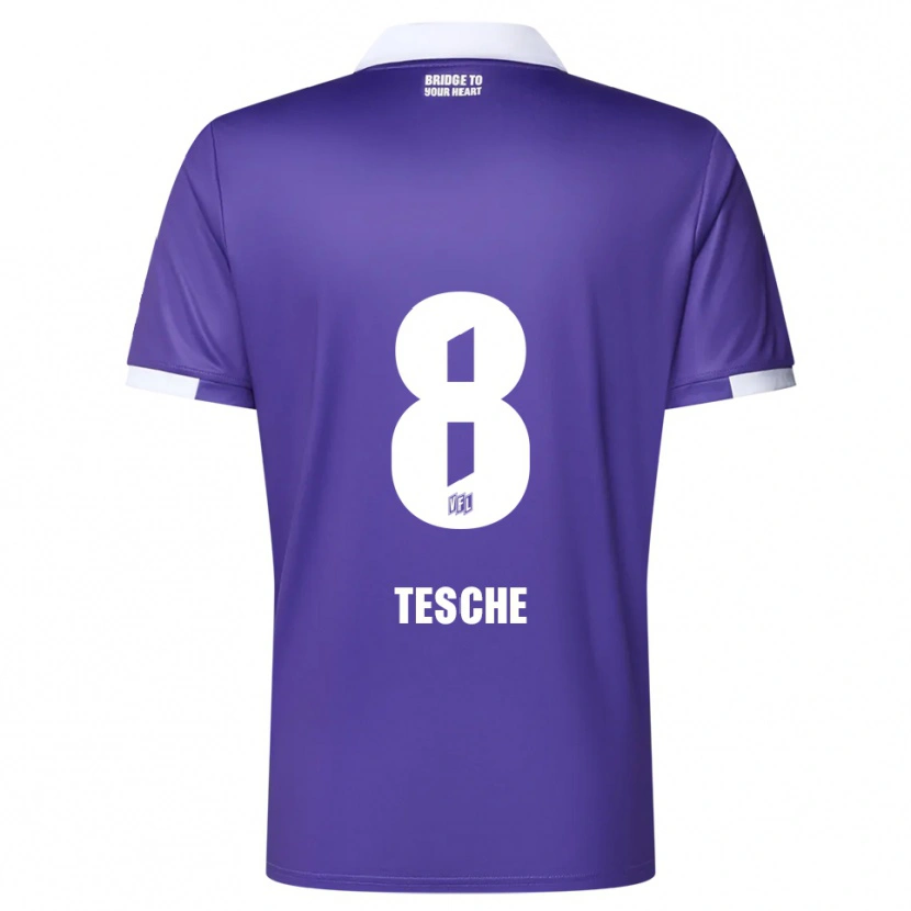 Danxen Kvinder Robert Tesche #8 Lilla Hvid Hjemmebane Spillertrøjer 2025/26 Trøje T-Shirt