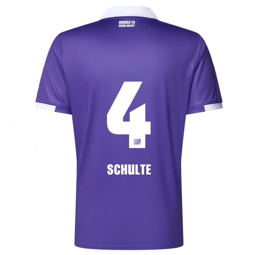 Danxen Kvinder Henry Schulte #4 Lilla Hvid Hjemmebane Spillertrøjer 2025/26 Trøje T-Shirt