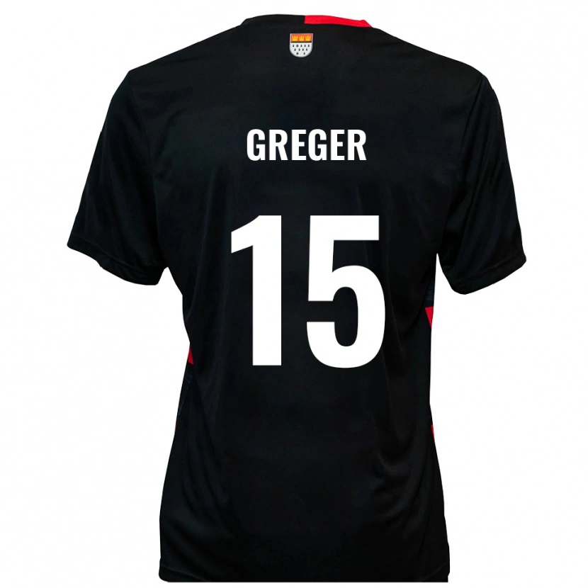Danxen Kvinder Christoph Greger #15 Sort Rød Hjemmebane Spillertrøjer 2025/26 Trøje T-Shirt