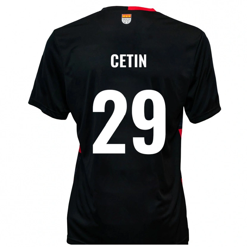 Danxen Kvinder Erkan Cetin #29 Sort Rød Hjemmebane Spillertrøjer 2025/26 Trøje T-Shirt