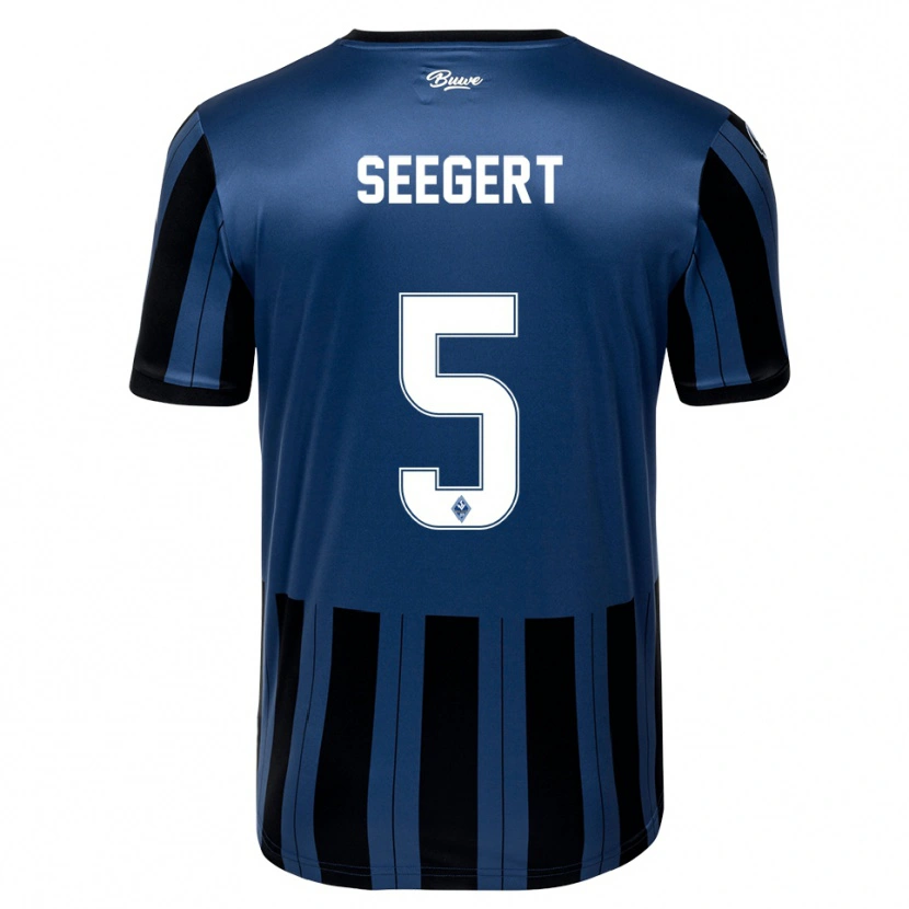 Danxen Kvinder Marcel Seegert #5 Blå Grå Sort Hjemmebane Spillertrøjer 2025/26 Trøje T-Shirt