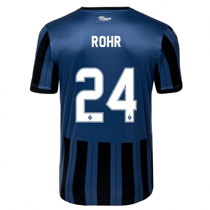 Danxen Kvinder Elijah Rohr #24 Blå Grå Sort Hjemmebane Spillertrøjer 2025/26 Trøje T-Shirt
