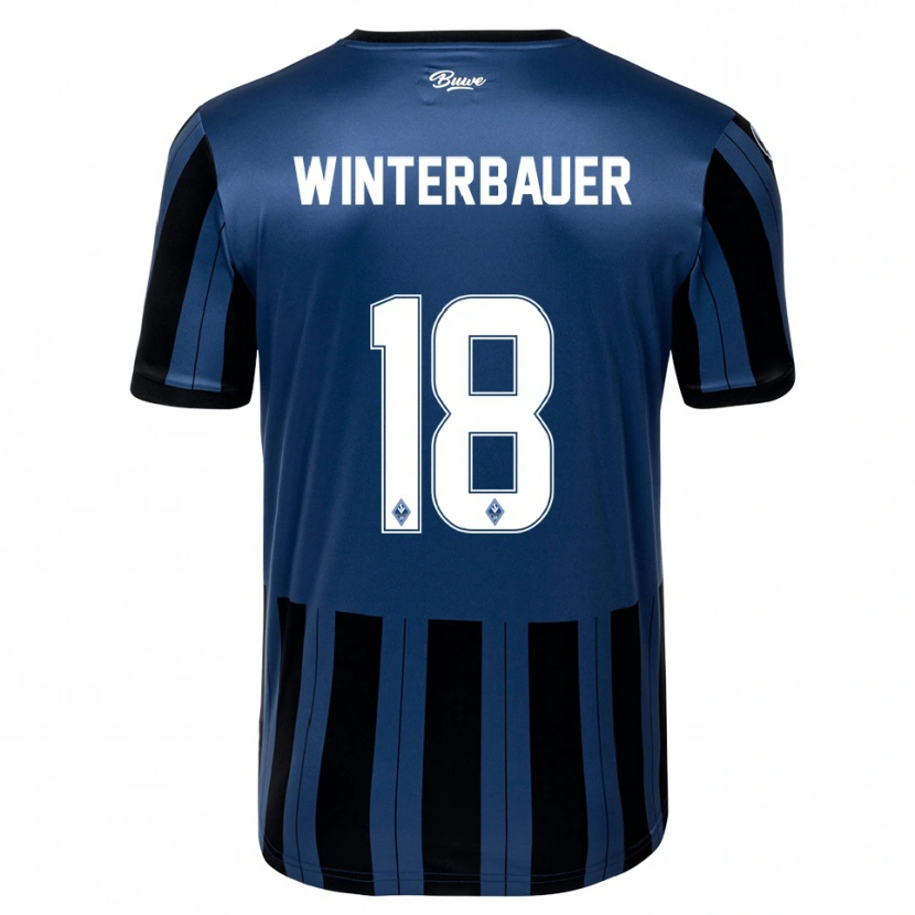 Danxen Kvinder Jan Winterbauer #18 Blå Grå Sort Hjemmebane Spillertrøjer 2025/26 Trøje T-Shirt