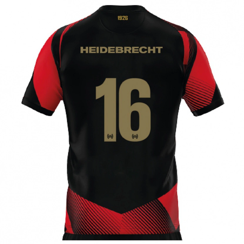 Danxen Kvinder Elias Heidebrecht #16 Sort Rød Hjemmebane Spillertrøjer 2025/26 Trøje T-Shirt