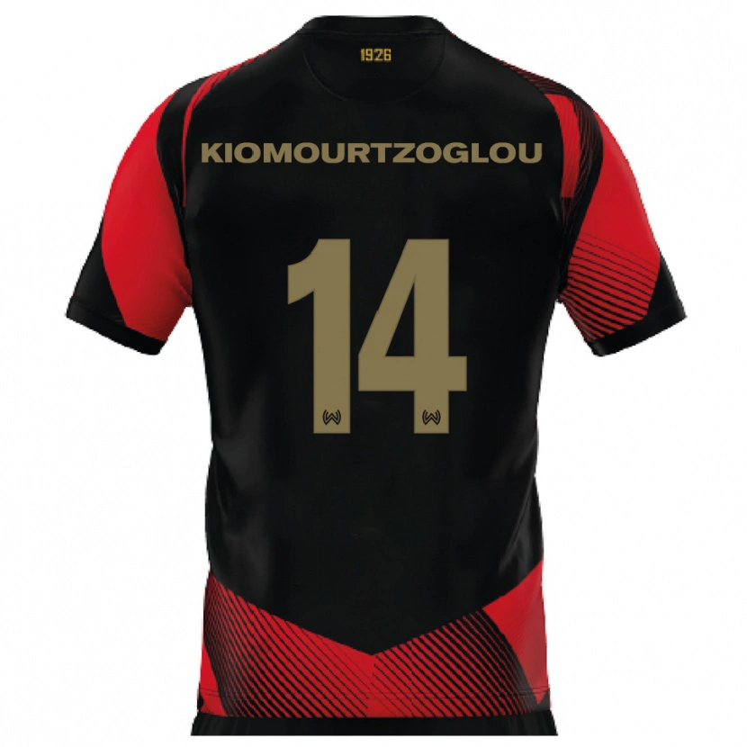 Danxen Kvinder Orestis Kiomourtzoglou #14 Sort Rød Hjemmebane Spillertrøjer 2025/26 Trøje T-Shirt