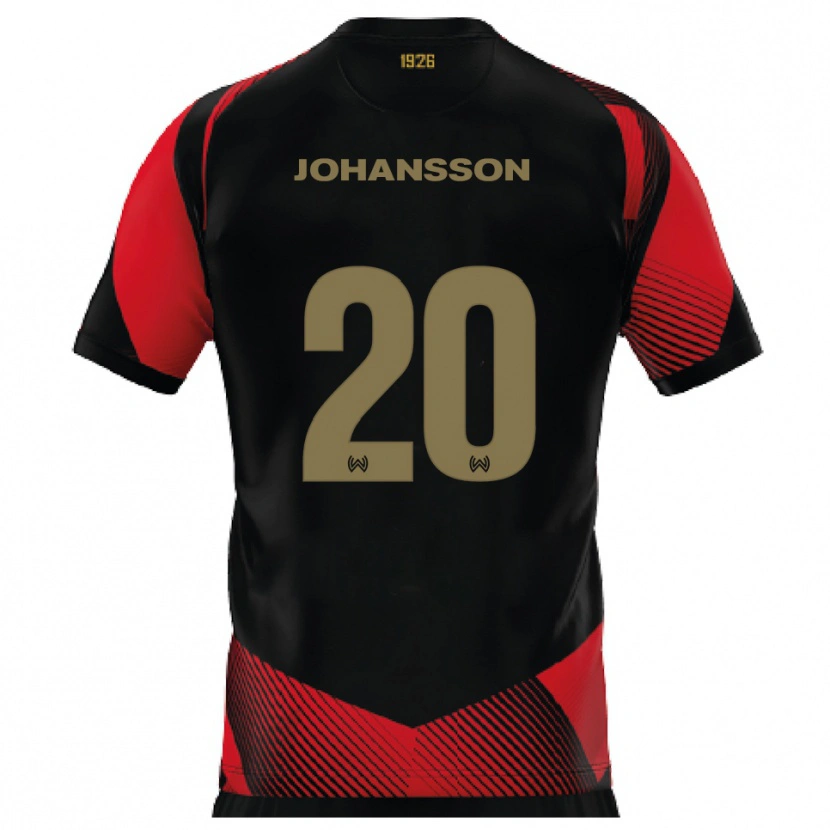Danxen Kvinder Ryan Johansson #20 Sort Rød Hjemmebane Spillertrøjer 2025/26 Trøje T-Shirt
