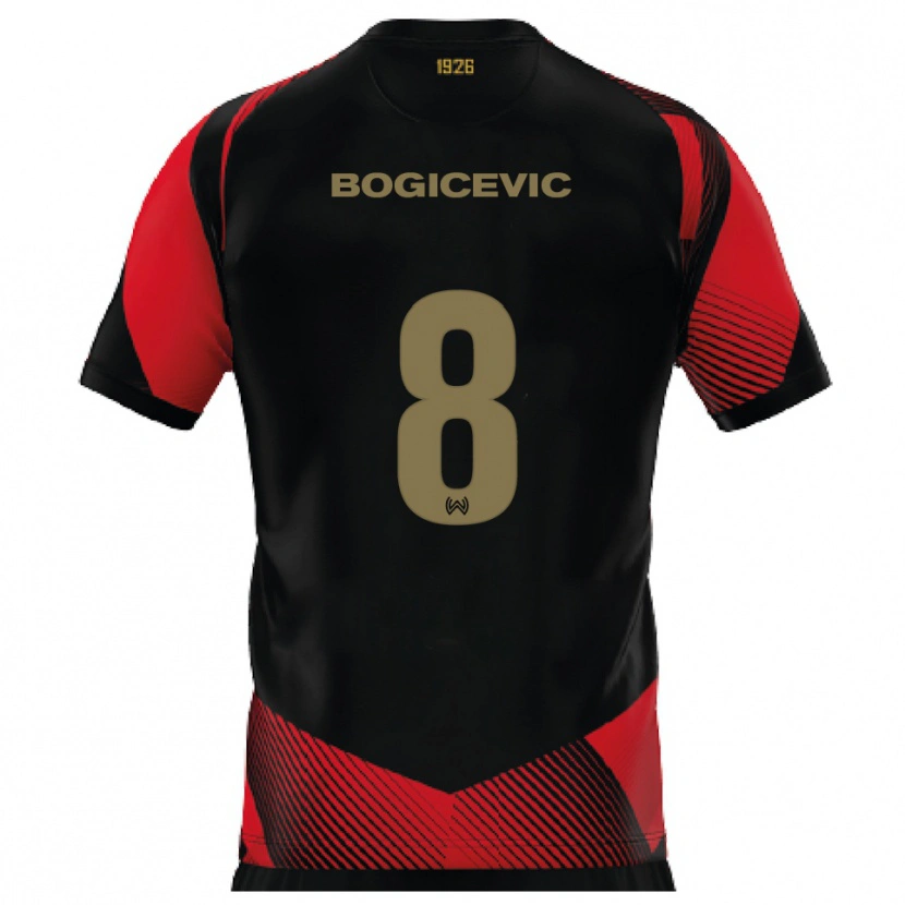 Danxen Kvinder Donny Bogicevic #8 Sort Rød Hjemmebane Spillertrøjer 2025/26 Trøje T-Shirt