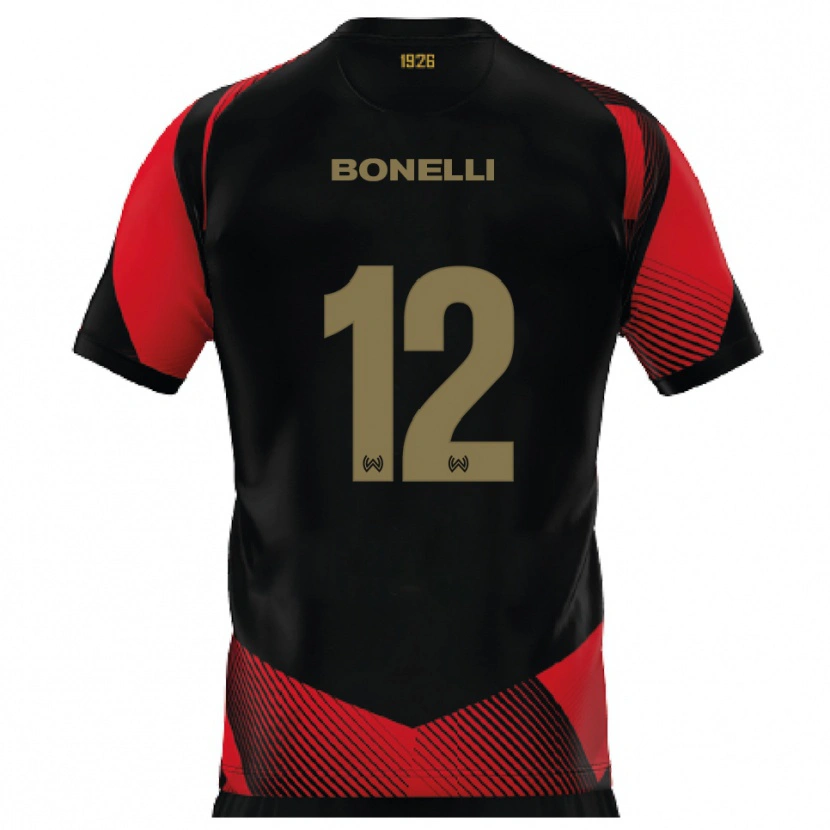 Danxen Kvinder Leonardo Bonelli #12 Sort Rød Hjemmebane Spillertrøjer 2025/26 Trøje T-Shirt