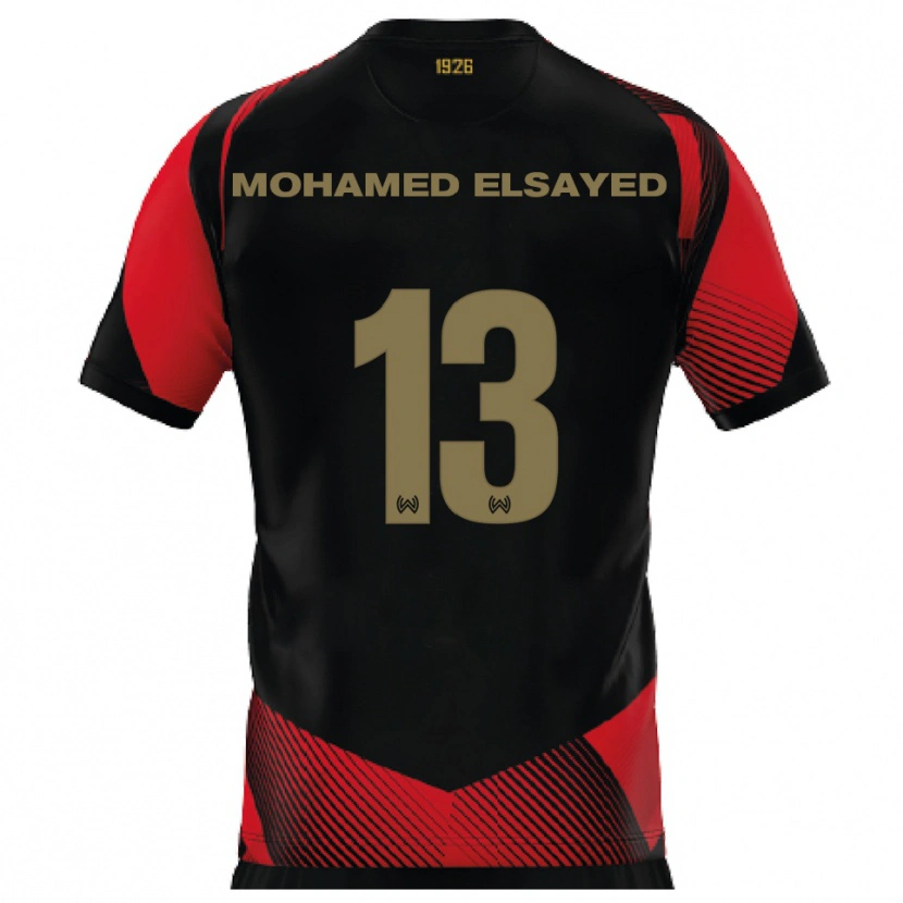 Danxen Kvinder Samir Mohamed Elsayed #13 Sort Rød Hjemmebane Spillertrøjer 2025/26 Trøje T-Shirt