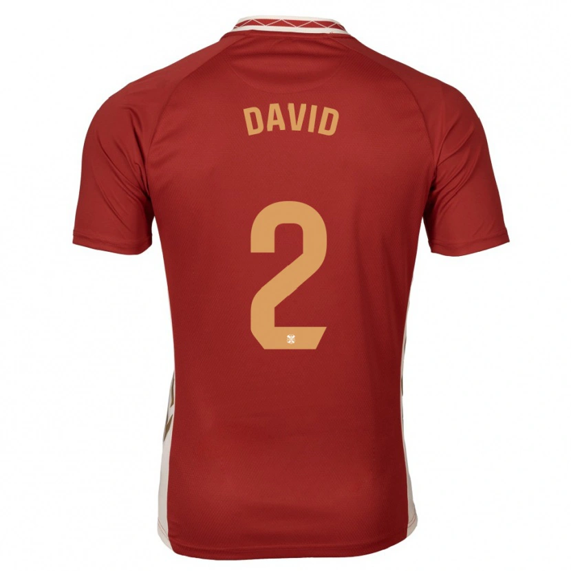 Danxen Kvinder David Rodríguez #2 Burgundy Guld Udebane Spillertrøjer 2025/26 Trøje T-Shirt