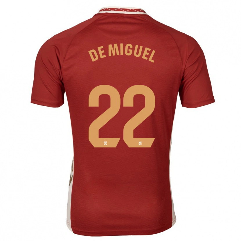 Danxen Kvinder Jesús De Miguel #22 Burgundy Guld Udebane Spillertrøjer 2025/26 Trøje T-Shirt