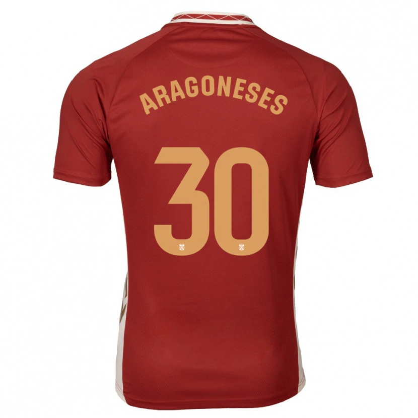 Danxen Kvinder Sergio Aragoneses #30 Burgundy Guld Udebane Spillertrøjer 2025/26 Trøje T-Shirt