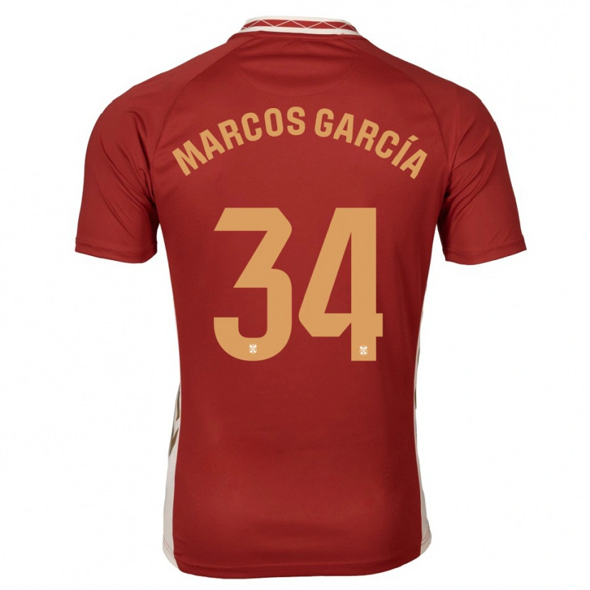 Danxen Kvinder Marcos García #34 Burgundy Guld Udebane Spillertrøjer 2025/26 Trøje T-Shirt