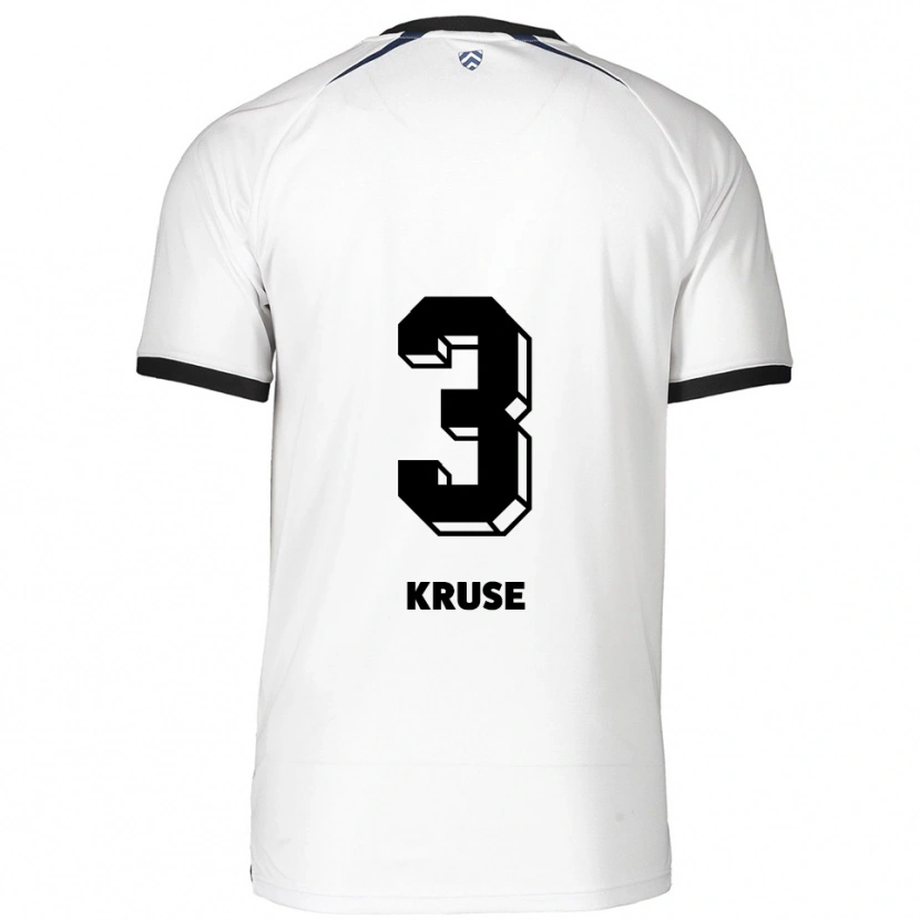 Danxen Kvinder Konrad Kruse #3 Hvid Sort Udebane Spillertrøjer 2025/26 Trøje T-Shirt