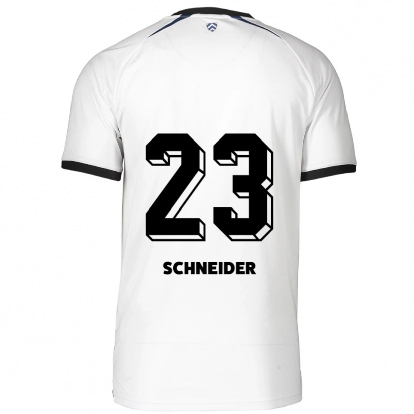 Danxen Kvinder Leon Schneider #23 Hvid Sort Udebane Spillertrøjer 2025/26 Trøje T-Shirt