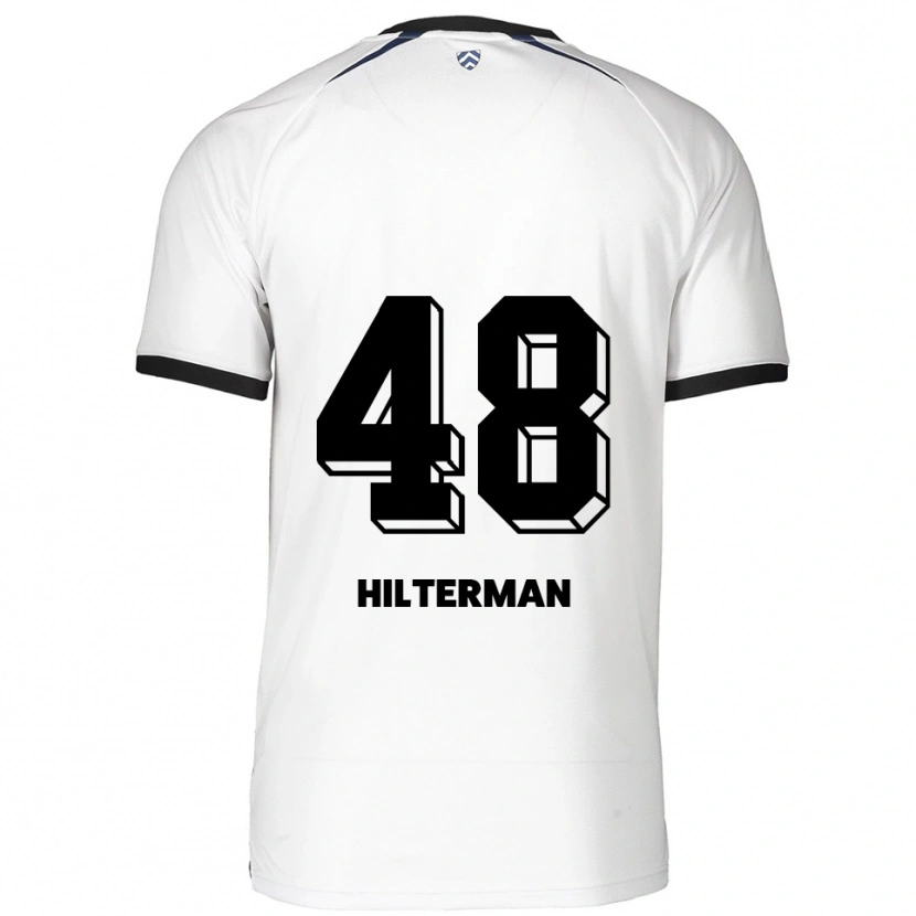 Danxen Kvinder Jeredy Hilterman #48 Hvid Sort Udebane Spillertrøjer 2025/26 Trøje T-Shirt