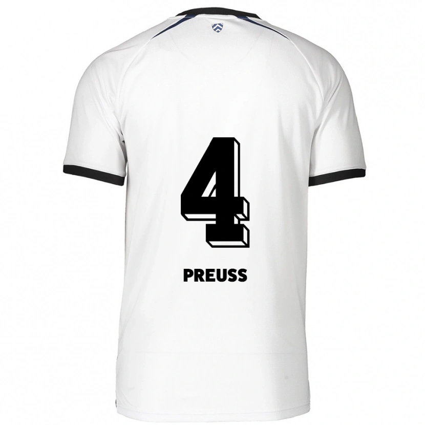Danxen Kvinder Celine Preuß #4 Hvid Sort Udebane Spillertrøjer 2025/26 Trøje T-Shirt