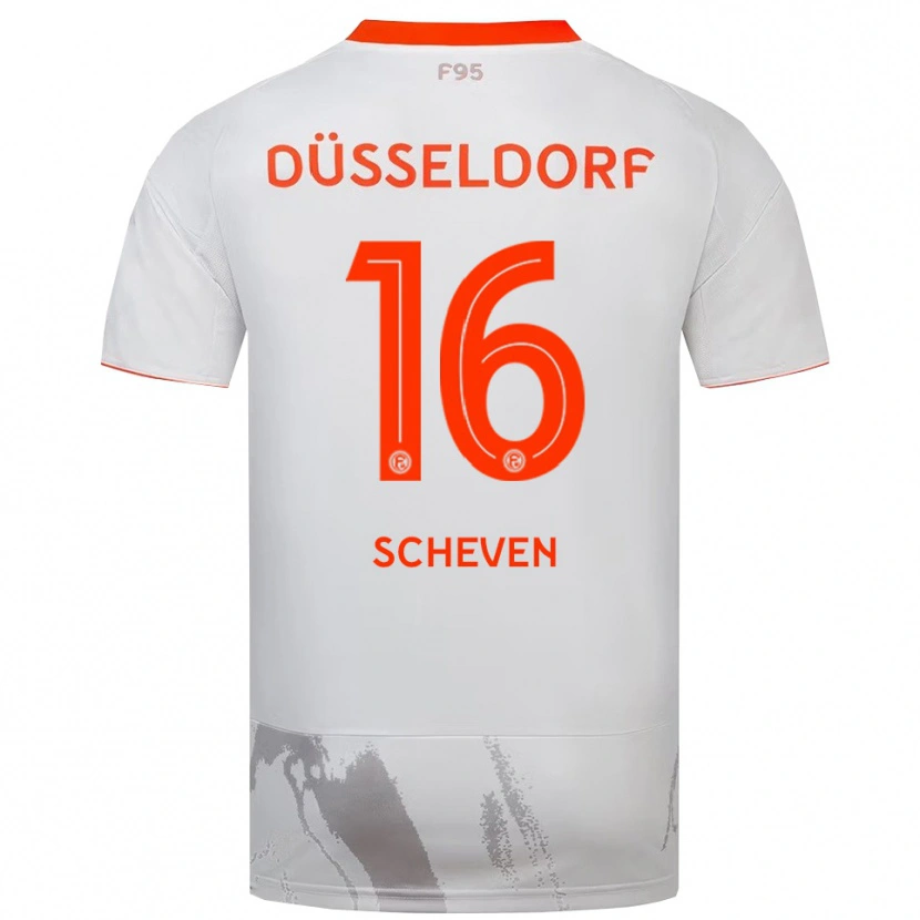 Danxen Kvinder Josua Scheven #16 Hvid Orange Udebane Spillertrøjer 2025/26 Trøje T-Shirt