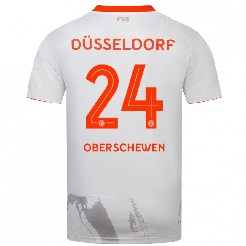Danxen Kvinder Elias Oberschewen #24 Hvid Orange Udebane Spillertrøjer 2025/26 Trøje T-Shirt