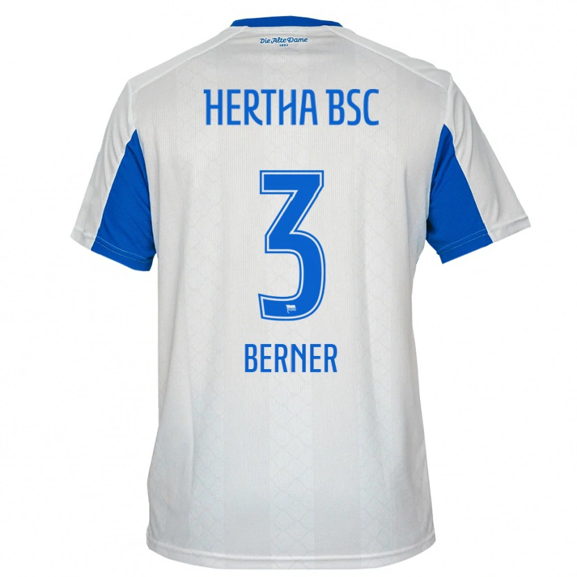 Danxen Kvinder Janne Berner #3 Hvid Blå Udebane Spillertrøjer 2025/26 Trøje T-Shirt