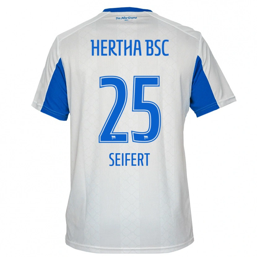 Danxen Kvinder Johanna Seifert #25 Hvid Blå Udebane Spillertrøjer 2025/26 Trøje T-Shirt
