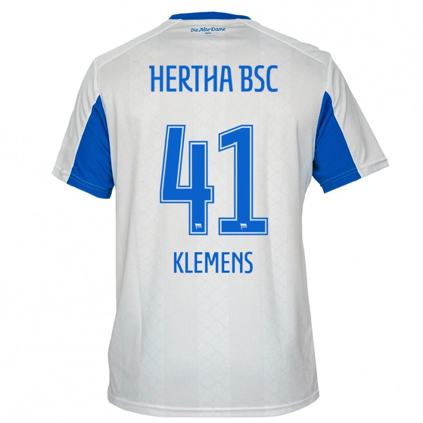 Danxen Kvinder Pascal Klemens #41 Hvid Blå Udebane Spillertrøjer 2025/26 Trøje T-Shirt