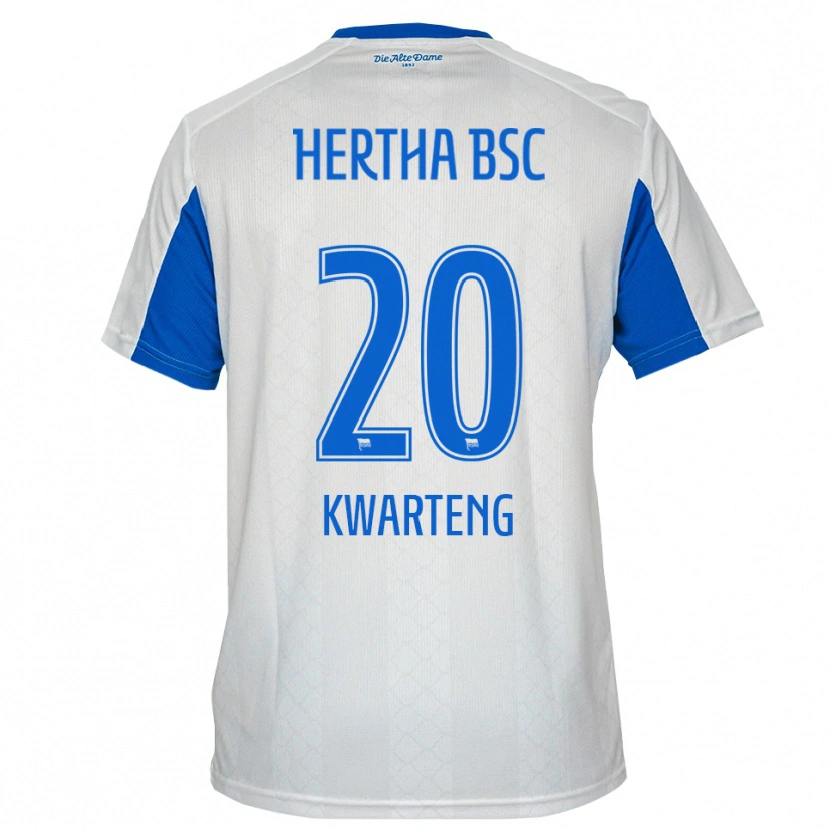 Danxen Kvinder Ferdinand Kwarteng #20 Hvid Blå Udebane Spillertrøjer 2025/26 Trøje T-Shirt