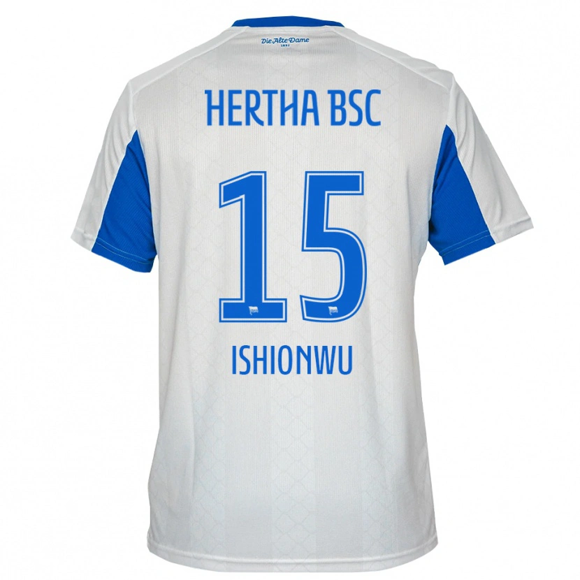 Danxen Kvinder Chima Ishionwu #15 Hvid Blå Udebane Spillertrøjer 2025/26 Trøje T-Shirt