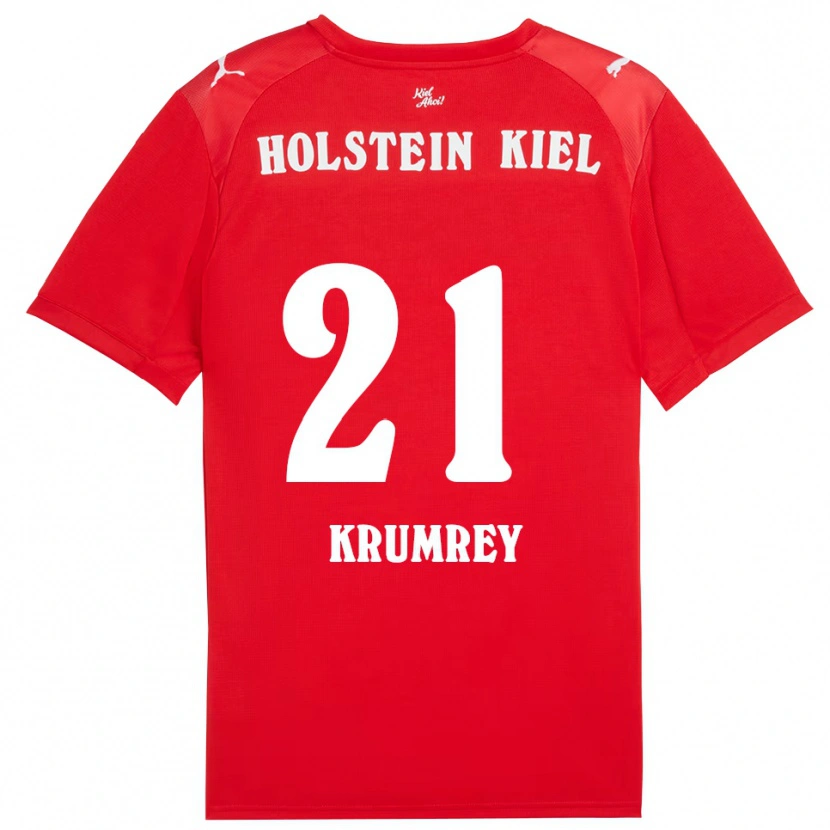 Danxen Kvinder Jonas Krumrey #21 Rød Blå Udebane Spillertrøjer 2025/26 Trøje T-Shirt