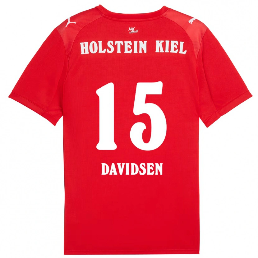Danxen Kvinder Kasper Davidsen #15 Rød Blå Udebane Spillertrøjer 2025/26 Trøje T-Shirt