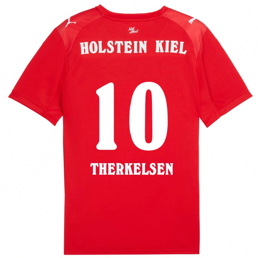 Danxen Kvinder Jonas Therkelsen #10 Rød Blå Udebane Spillertrøjer 2025/26 Trøje T-Shirt
