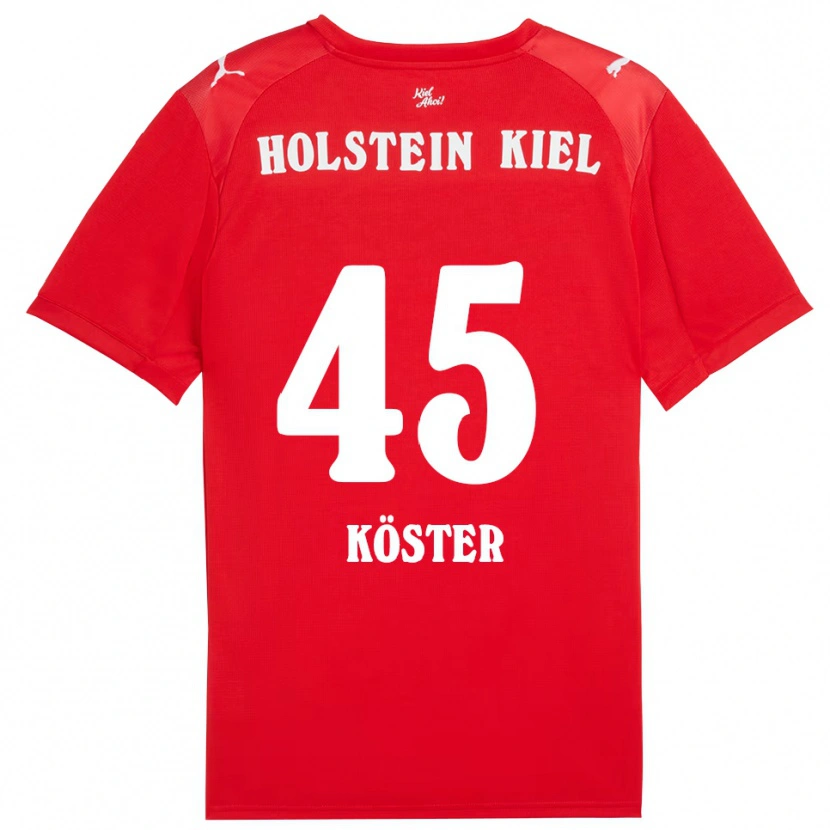 Danxen Kvinder Louis Köster #45 Rød Blå Udebane Spillertrøjer 2025/26 Trøje T-Shirt