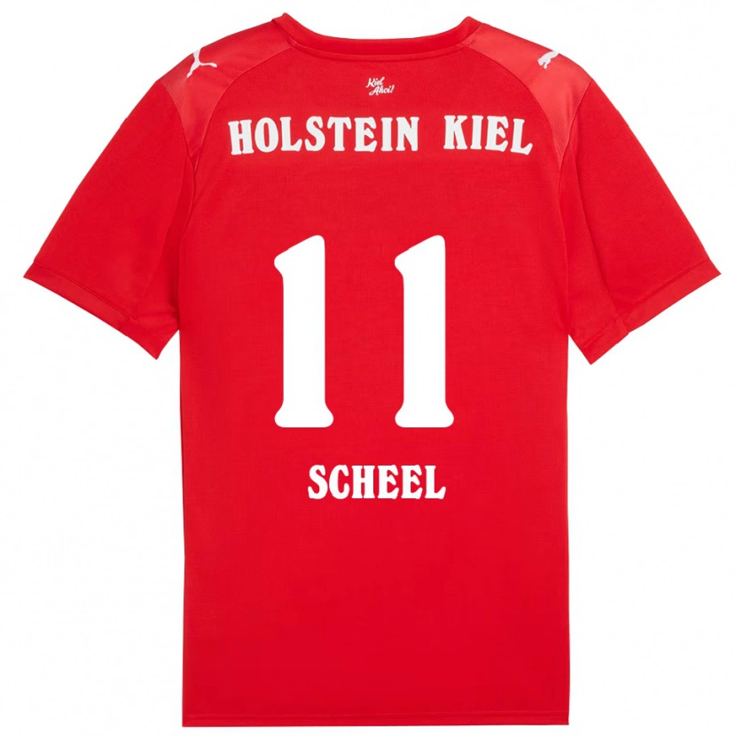Danxen Kvinder Moritz Scheel #11 Rød Blå Udebane Spillertrøjer 2025/26 Trøje T-Shirt