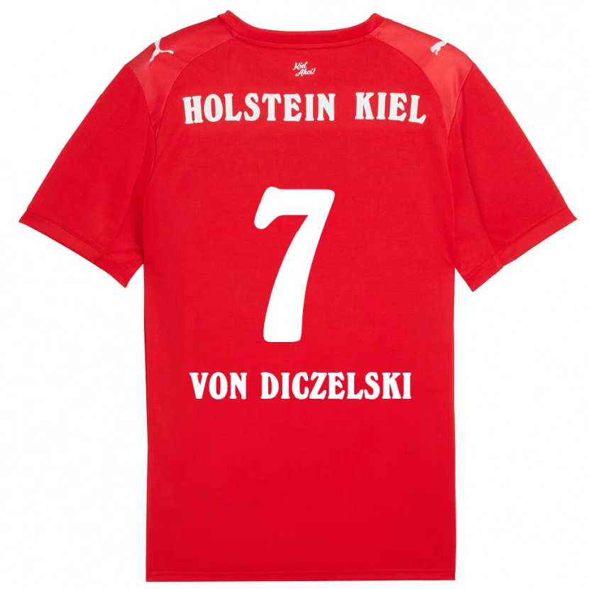 Danxen Kvinder Jannes Von Diczelski #7 Rød Blå Udebane Spillertrøjer 2025/26 Trøje T-Shirt