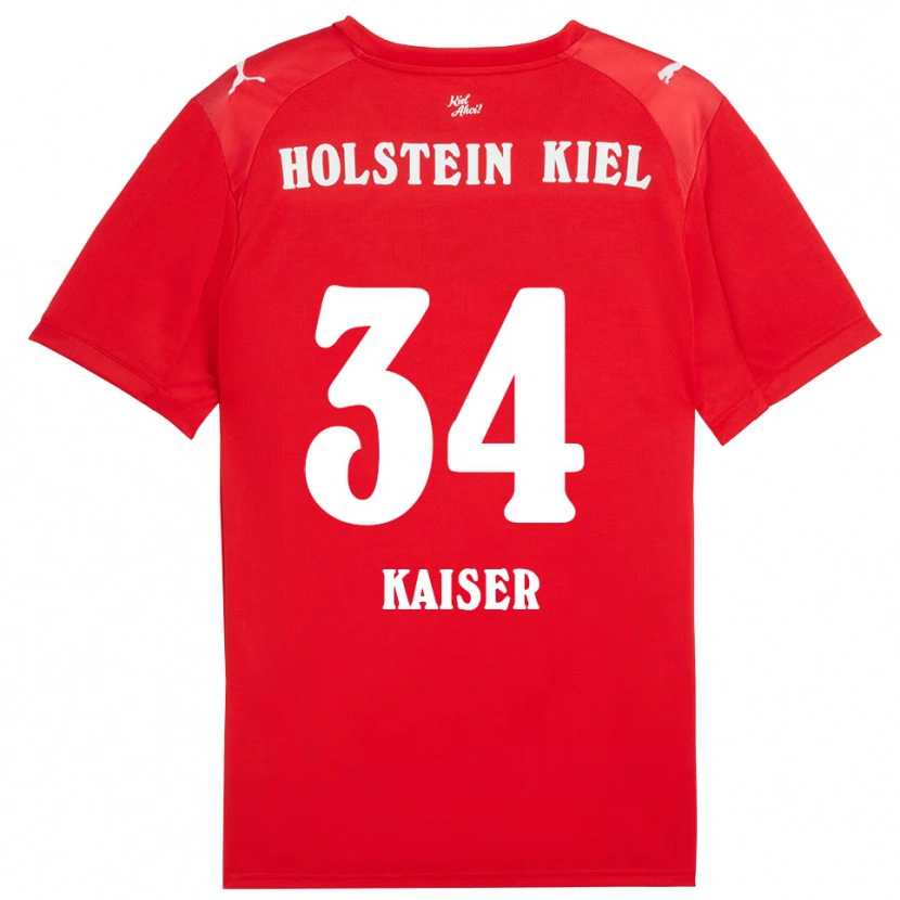 Danxen Kvinder Konstantin Kaiser #34 Rød Blå Udebane Spillertrøjer 2025/26 Trøje T-Shirt