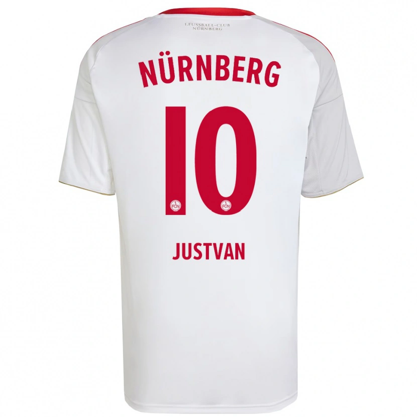 Danxen Kvinder Julian Justvan #10 Hvid Rød Udebane Spillertrøjer 2025/26 Trøje T-Shirt