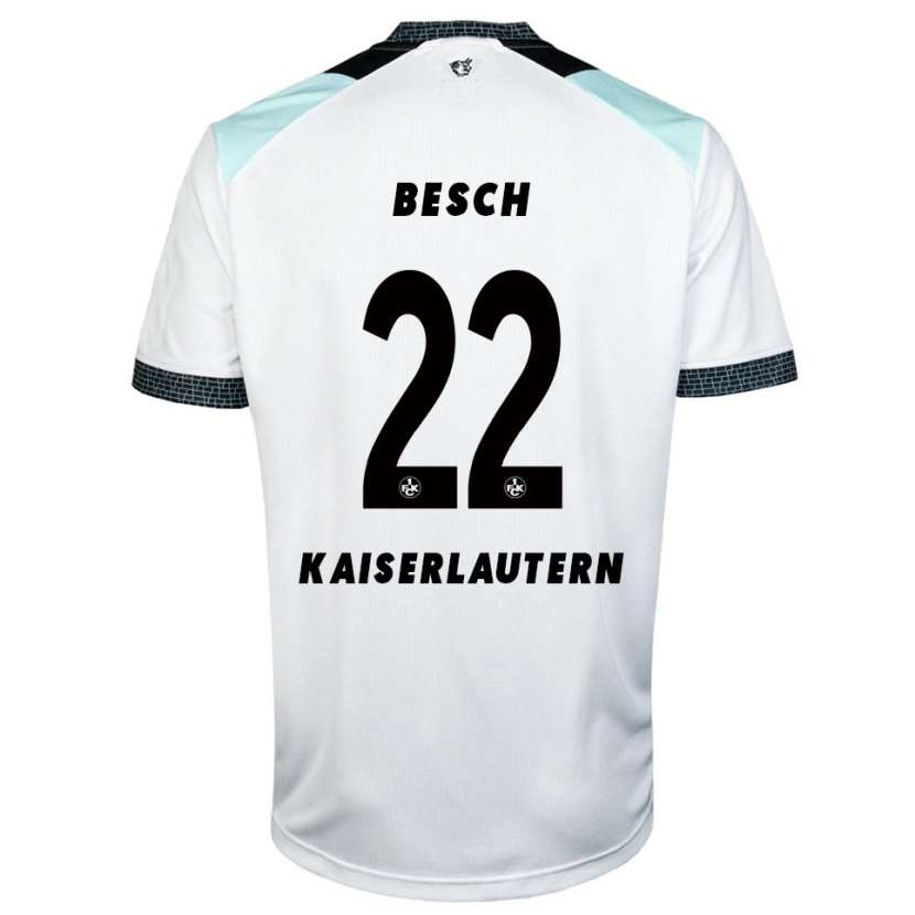 Danxen Kvinder Philipp Besch #22 Hvid Sort Udebane Spillertrøjer 2025/26 Trøje T-Shirt