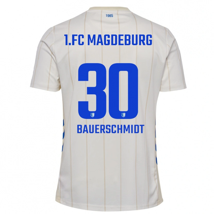 Danxen Kvinder Maja Bauerschmidt #30 Hvid Blå Udebane Spillertrøjer 2025/26 Trøje T-Shirt