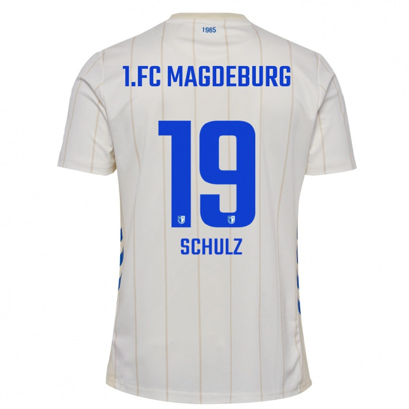 Danxen Kvinder Antonia Schulz #19 Hvid Blå Udebane Spillertrøjer 2025/26 Trøje T-Shirt