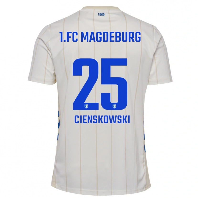 Danxen Kvinder Amy Cienskowski #25 Hvid Blå Udebane Spillertrøjer 2025/26 Trøje T-Shirt