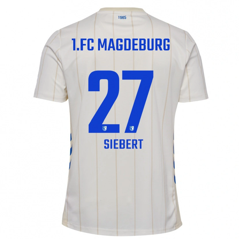 Danxen Kvinder Marlon Siebert #27 Hvid Blå Udebane Spillertrøjer 2025/26 Trøje T-Shirt