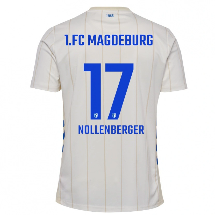 Danxen Kvinder Alexander Nollenberger #17 Hvid Blå Udebane Spillertrøjer 2025/26 Trøje T-Shirt