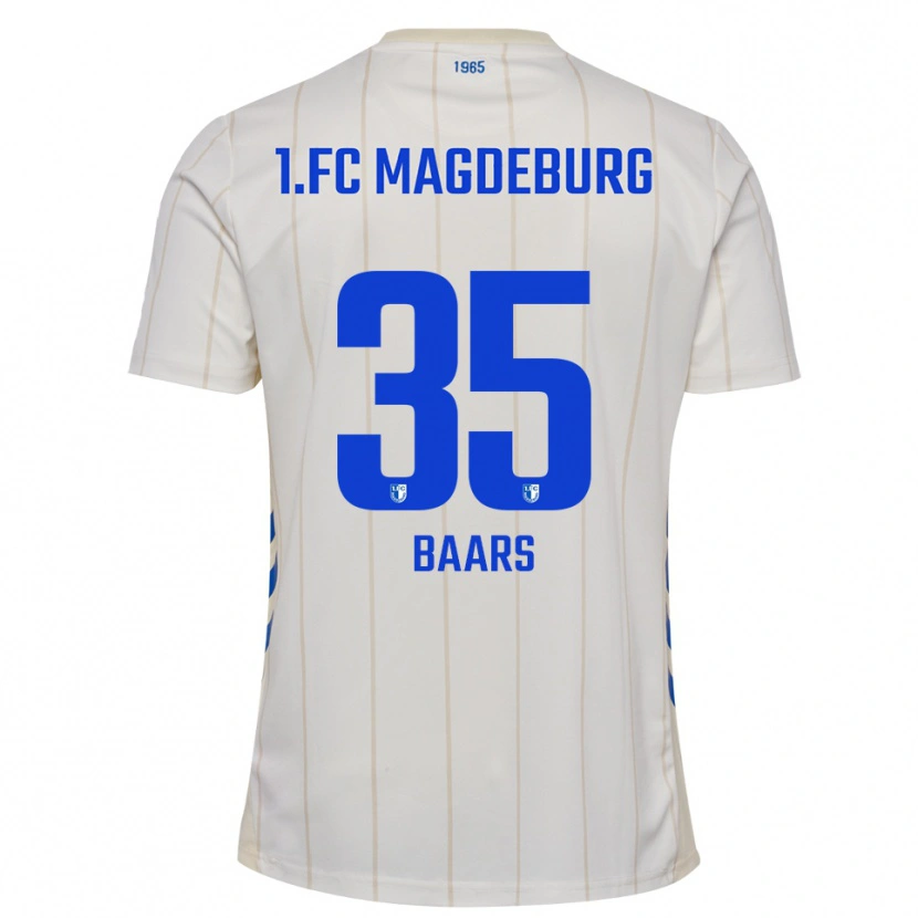 Danxen Kvinder Magnus Baars #35 Hvid Blå Udebane Spillertrøjer 2025/26 Trøje T-Shirt