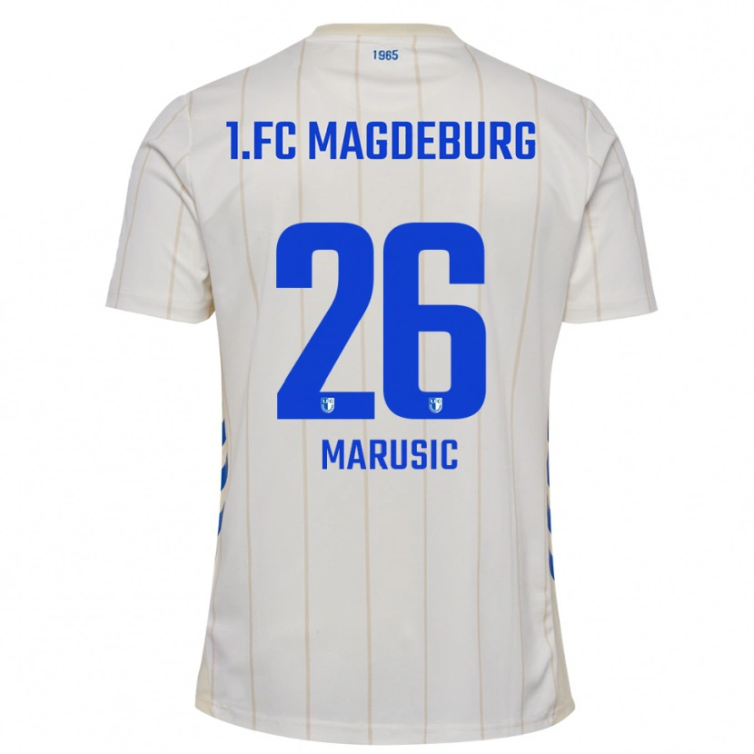 Danxen Kvinder Aleksa Marusic #26 Hvid Blå Udebane Spillertrøjer 2025/26 Trøje T-Shirt