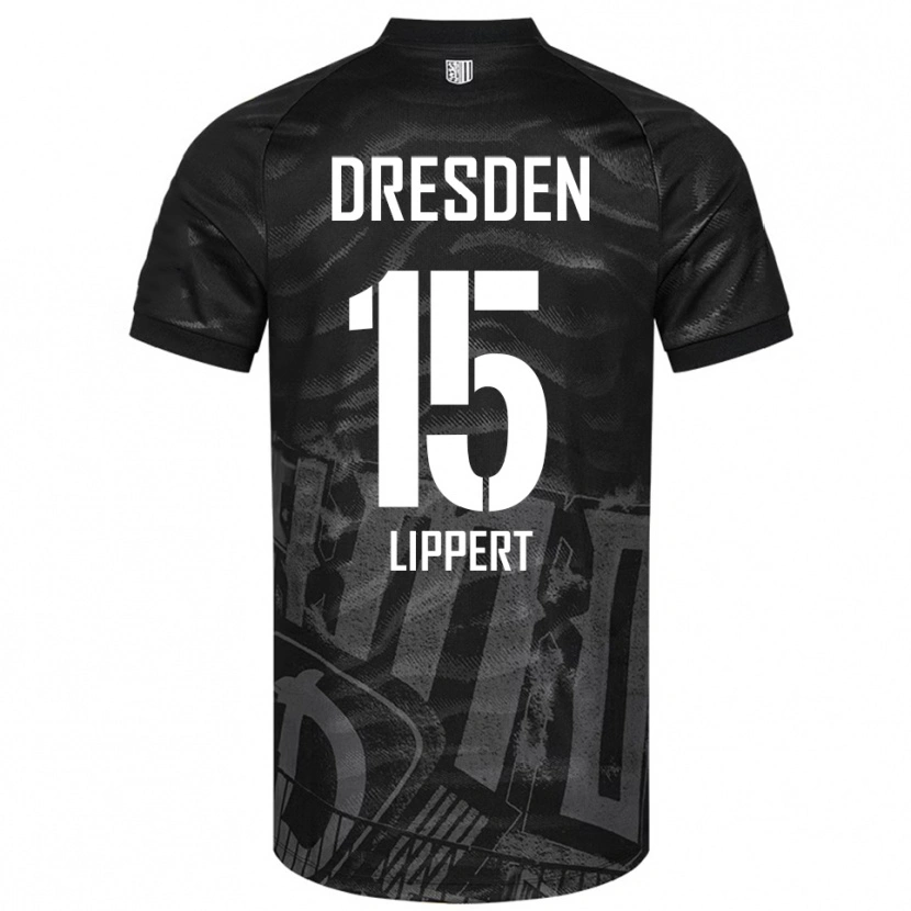 Danxen Kvinder Marlon Lippert #15 Sort Grå Udebane Spillertrøjer 2025/26 Trøje T-Shirt